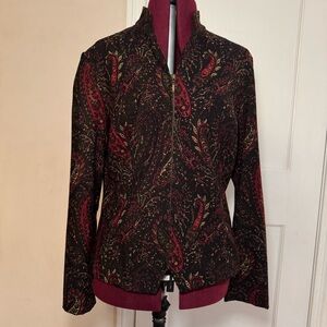 Requirements Paisley Zip Front Jacket Size S Women’s